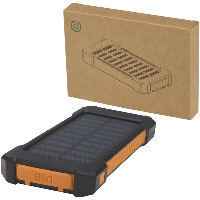 Batería externa solar de 5000 mAh y 10 W de plástico reciclado robusto con linterna incorporada Plástico ABS reciclado - Hued miniatura 1
