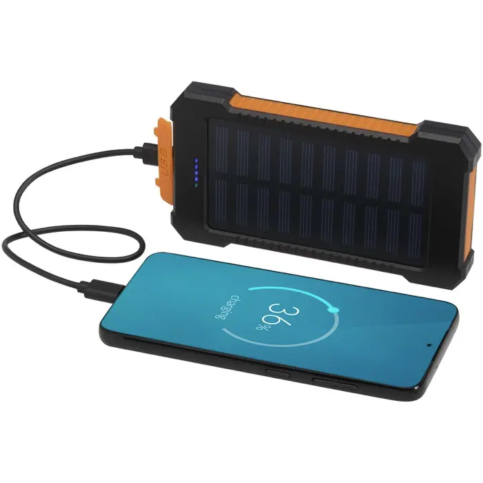 Batería externa solar de 5000 mAh y 10 W de plástico reciclado robusto con linterna incorporada Plástico ABS reciclado - Hued miniatura 6