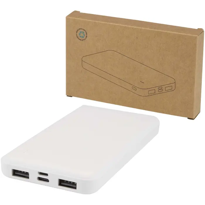 Batería externa de plástico reciclado de 10 000 mAh y 10 W Plástico ABS reciclado - Roun miniatura 1