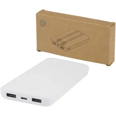 Batería externa de plástico reciclado de 10 000 mAh y 10 W con 2 cables integrados Plástico ABS reciclado - Guiz