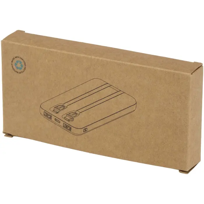 Batería externa de plástico reciclado de 10 000 mAh y 10 W con 2 cables integrados Plástico ABS reciclado - Guiz miniatura 4