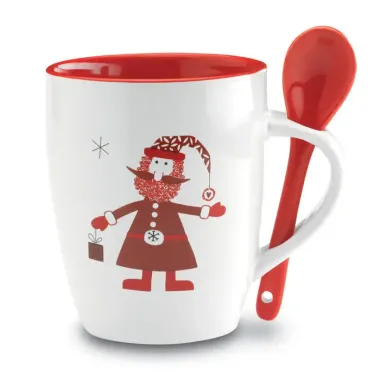 Taza con cuchara 250ml Gres - Amvi