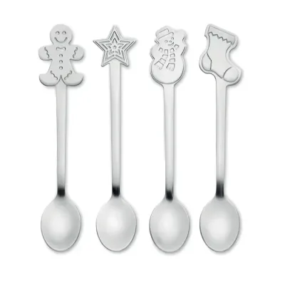 Set  4 cucharas de té navideñas Acero Inoxidable - Erof