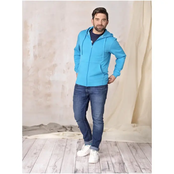 Sudadera con capucha y cremallera completa de orgánico para hombre Punto Algodón orgánico Poliéster reciclado, 280 g/m2 - Zeva miniatura 5