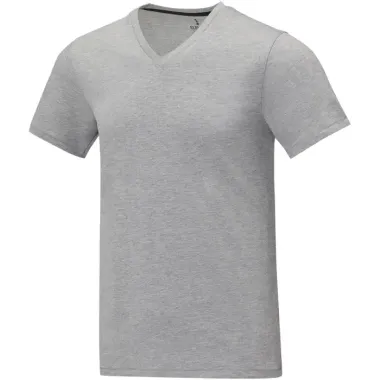 Camiseta de manga corta y cuello en V para hombre Punto de jersey sencillo 90% Algodón, 10% Viscosa, 160 g/m2 - Zobe