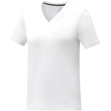 Camiseta de manga corta y cuello en V para mujer Punto de jersey sencillo 100% Algodón, 160 g/m2 - Heni