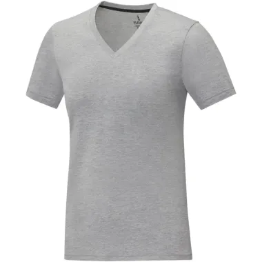 Camiseta de manga corta y cuello en V para mujer Punto de jersey sencillo 90% Algodón, 10% Viscosa, 160 g/m2 - Heni