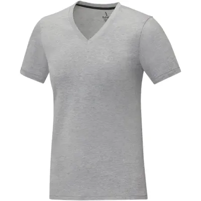 Camiseta de manga corta y cuello en V para mujer Punto de jersey sencillo 90% Algodón, 10% Viscosa, 160 g/m2 - Heni