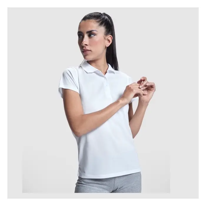 Polo deportivo de manga corta para mujer Punto piqué 100% Poliéster, 150 g/m2 - Yida miniatura 3