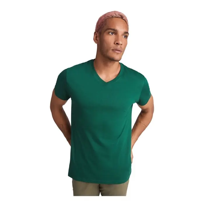 Camiseta de cuello de pico de manga corta para hombre Punto de jersey sencillo 100% Algodón, 155 g/m2 - Facu miniatura 2