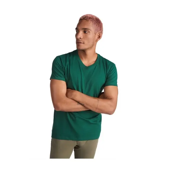 Camiseta de cuello de pico de manga corta para hombre Punto de jersey sencillo 85% Algodón, 15% Viscosa, 155 g/m2 - Facu miniatura 3