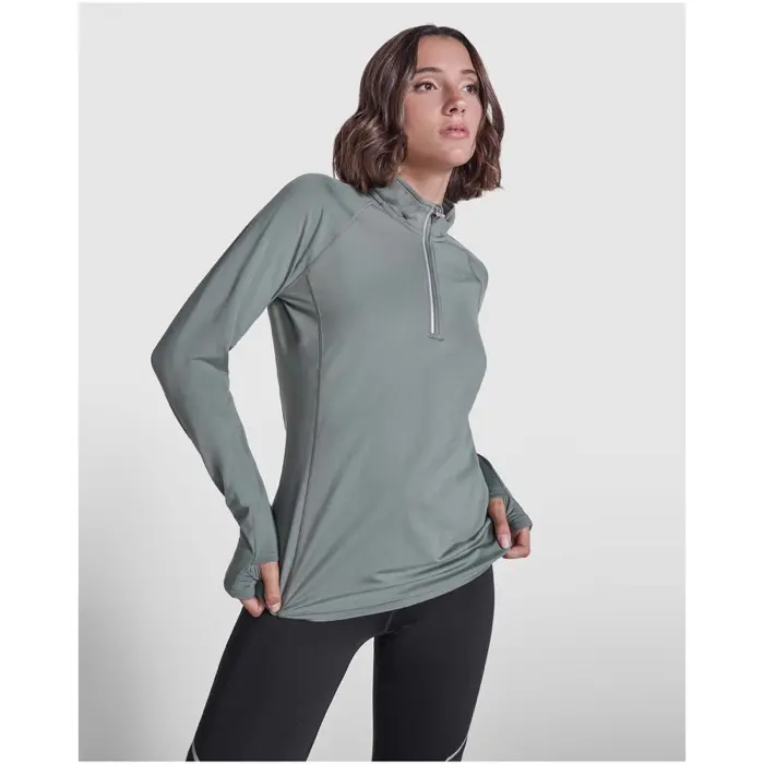 Sudadera de manga larga con media cremallera para mujer Punto 88% Poliéster reciclado, 12% Elastano, 200 g/m2 - Uzob miniatura 3